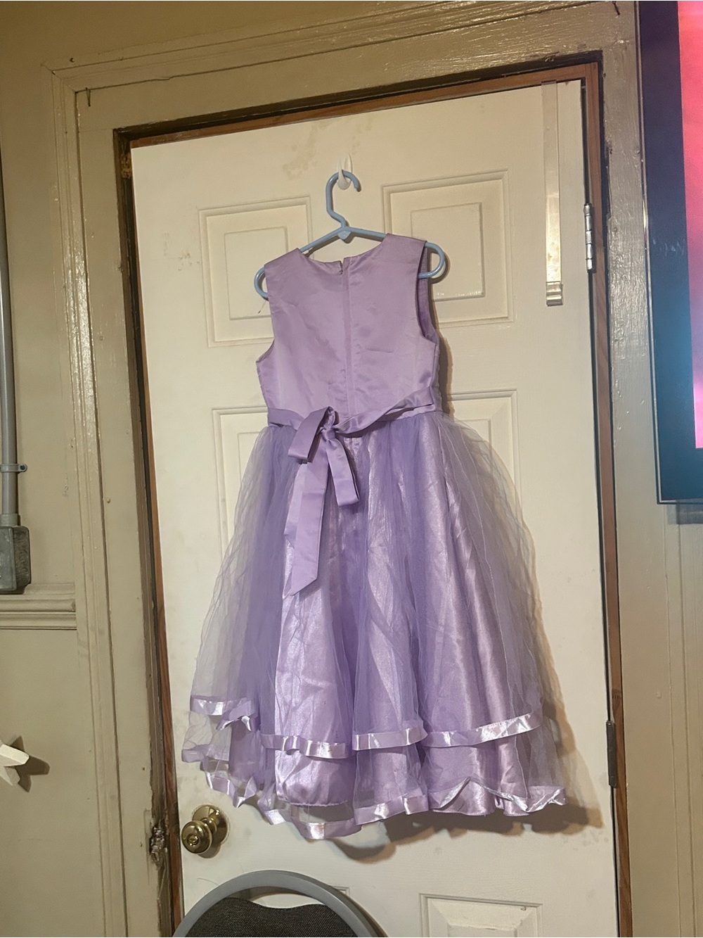 Girls' Lavender Tulle Formal Dress with Satin Bow